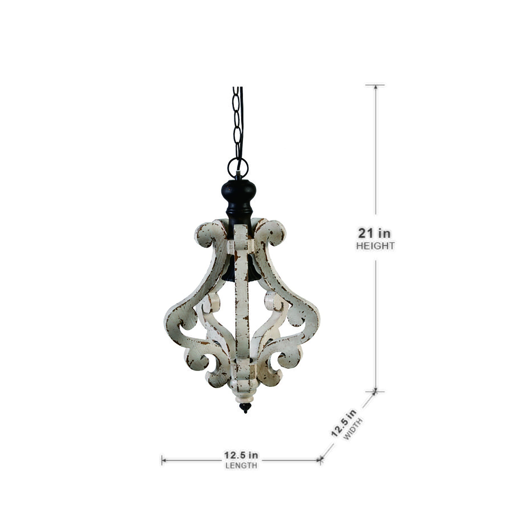 Farmhouse Chandelier Distressed White Pendant French Country Wood