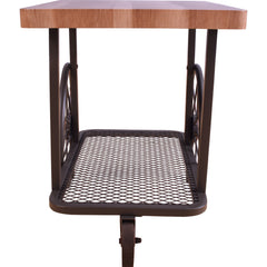 French Antique Style End Table in Oak & Antique Gray