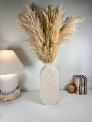 Minimalist Textured Hand-painted Sculpture Floor or Table Vase 17" tall - Cream