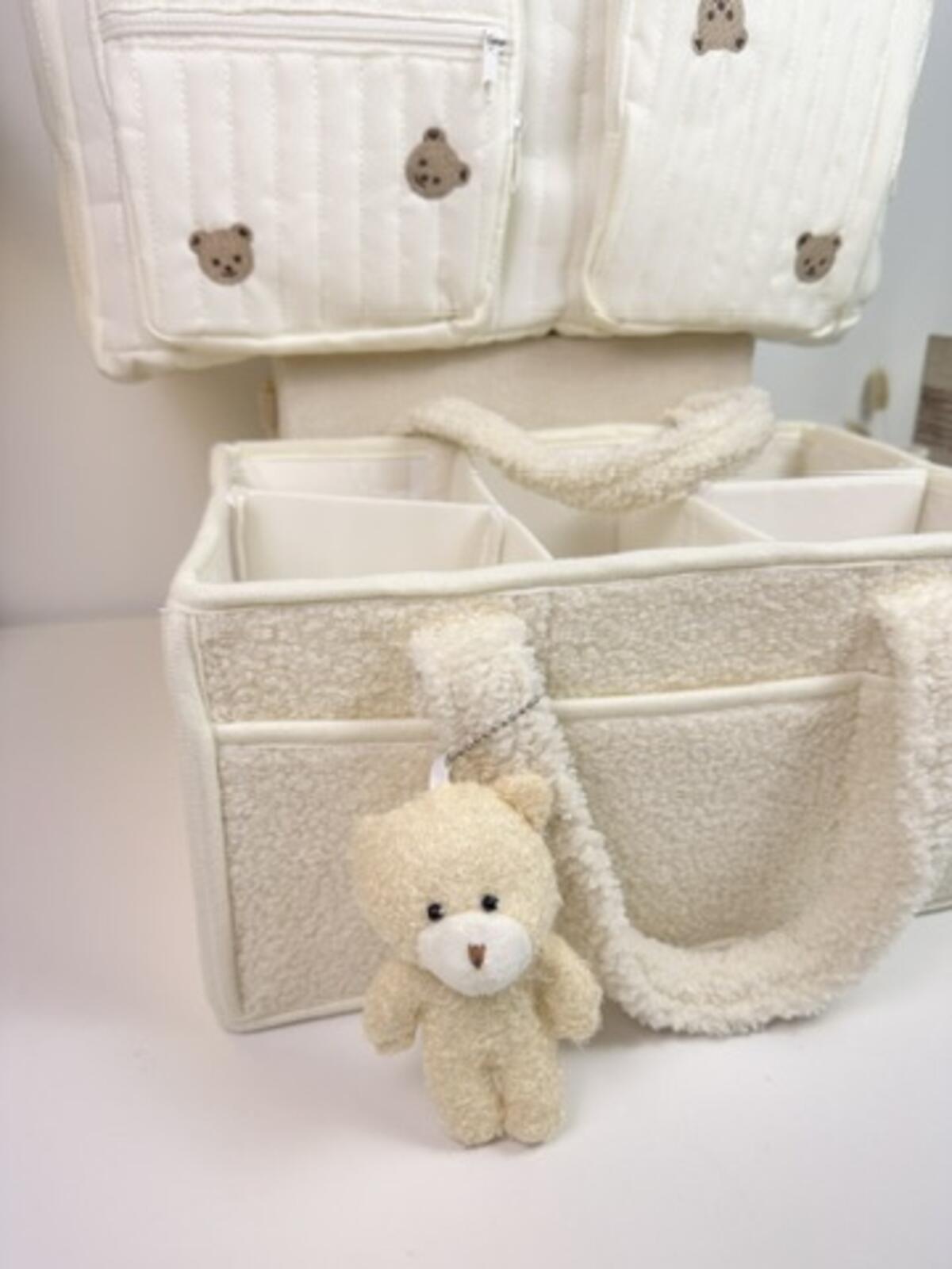 Set of 2 Duffel Bag and Caddy Diaper for Baby Essentials - Cream