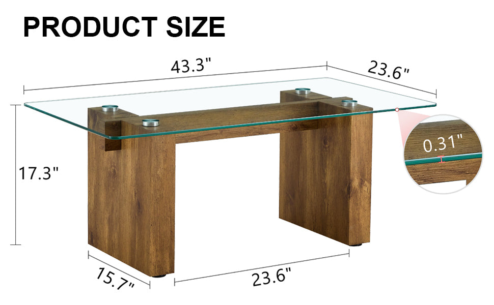 Modern Minimalist Transparent Tempered Glass Coffee Table and Dining Table