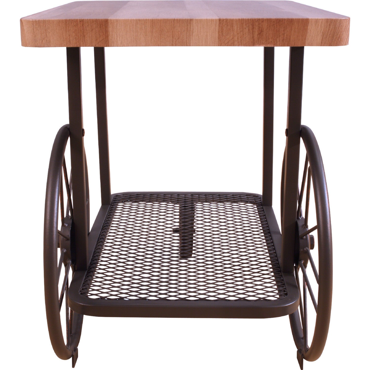 French Antique Style End Table in Oak & Antique Gray