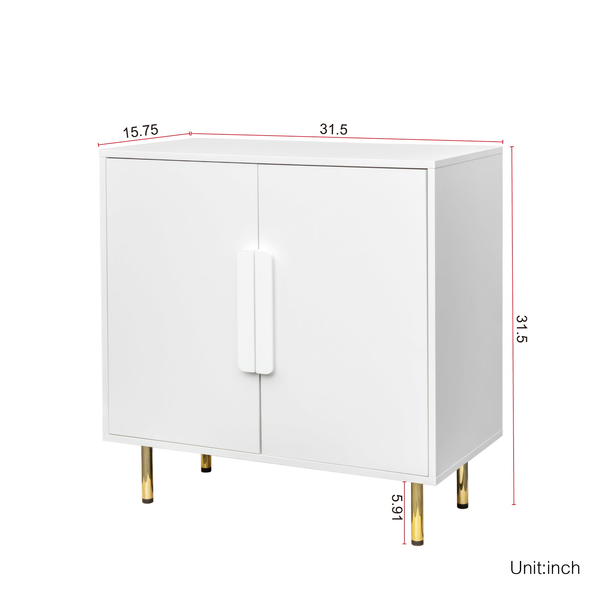 Sideboard Buffet Cabinet with Storage Modern Storage Cabinets with 2 Doors with Handle for Living Room Dining Room Entryway, White