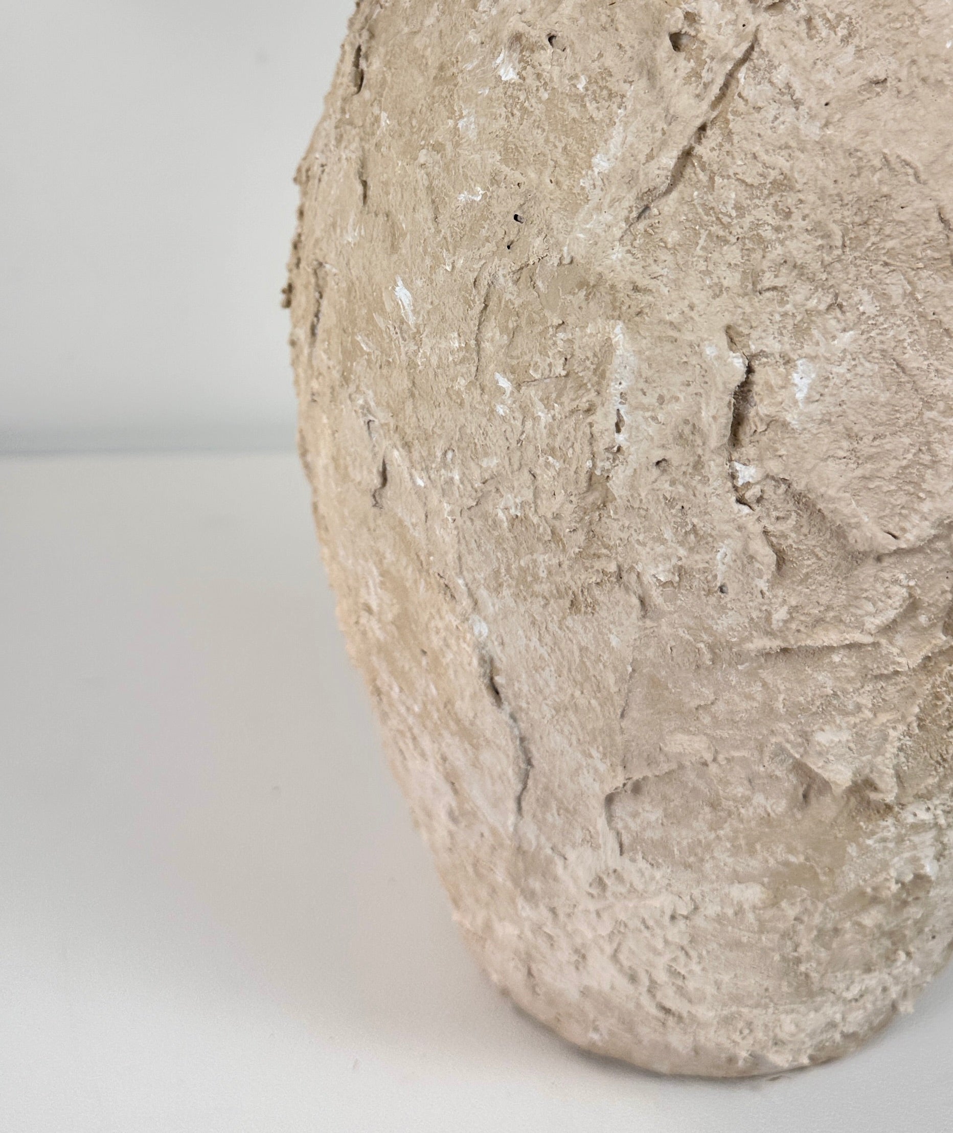 Rustic Minimalist Textured Hand-painted 10.5" tall - Beige Tan washed