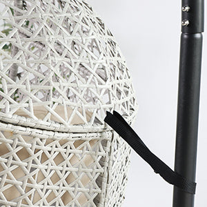 Large Hanging Egg Chair with Stand & UV Resistant Cushion with C-Stand for Outdoor/Indoor Space