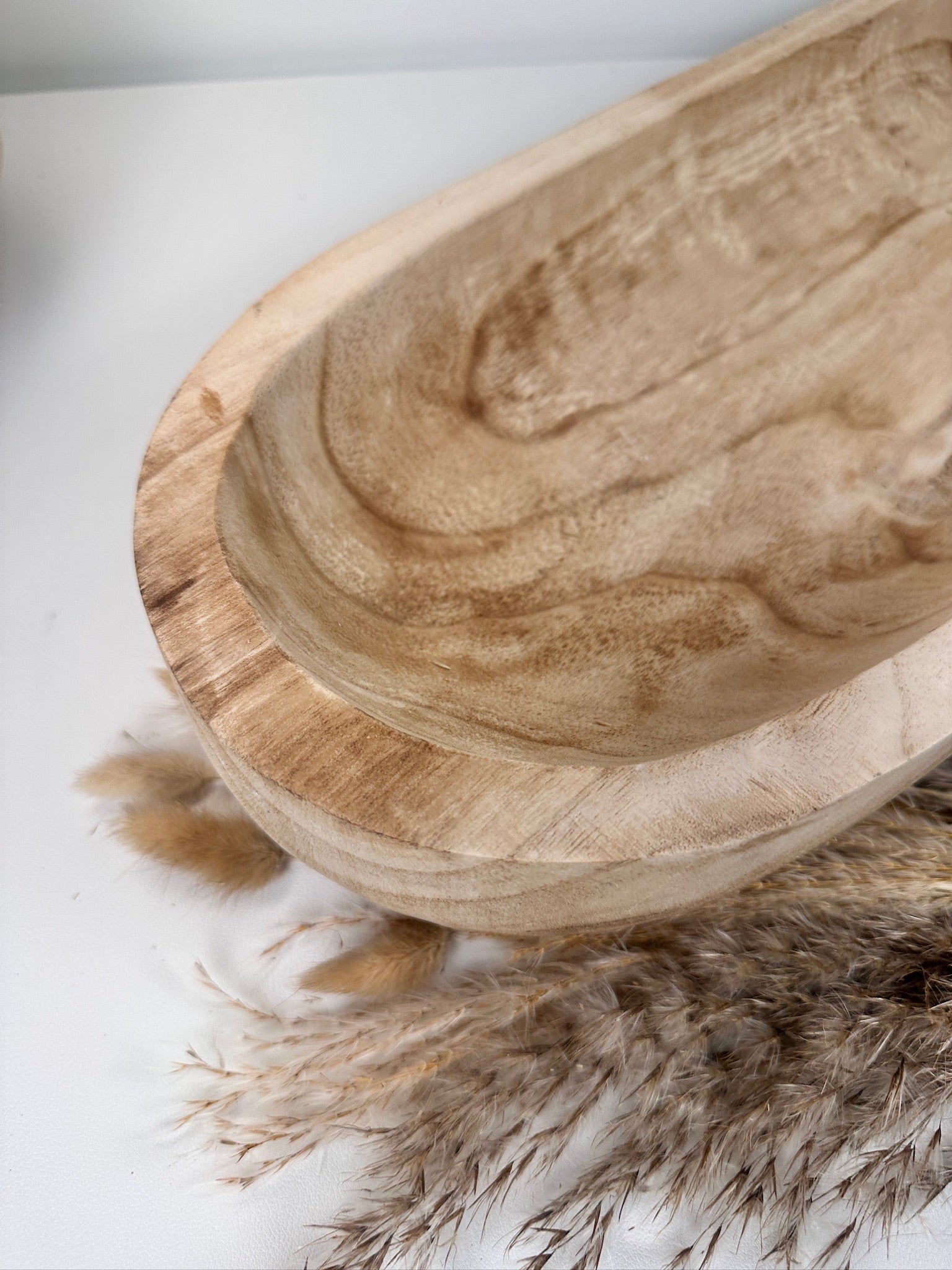 Rustic farmhouse style decorative paulownia tray 16.5” long - Beige