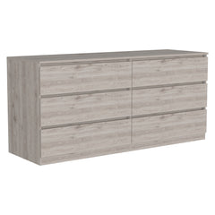 6 Drawer Double Dresser - Light Gray