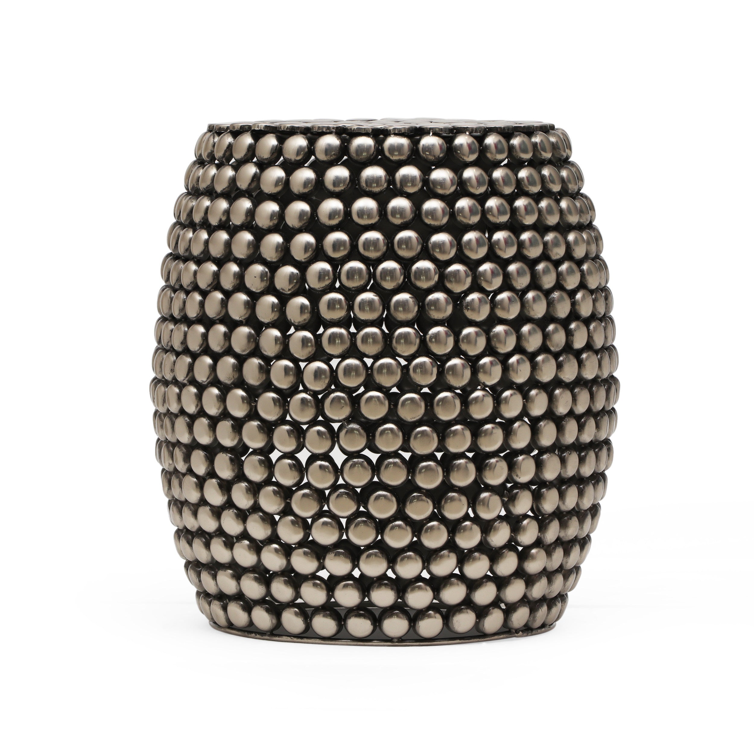 Barrel Shape Metallic Colors Side Table - Nickel Iron