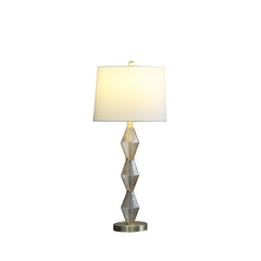 29.5" Geometric Light Amber Textured Glass Brushed Gold Table Lamp