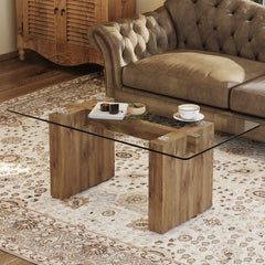 Modern Minimalist Transparent Tempered Glass Coffee Table and Dining Table