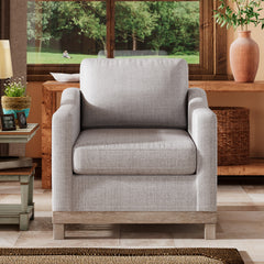 Contemporary Accent Chair with Rubber Wood Base Accent Chair - Grey