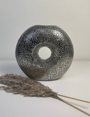 Modern Donut Silver Vase 10 inch tall