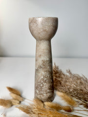 Set of 2 Marble Candle Holders (6x2x2" 8x2x2")  - Beige Brown