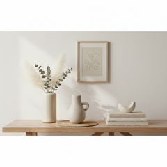 Minimalist Vase with 1 handle Tan Matte 8.5"