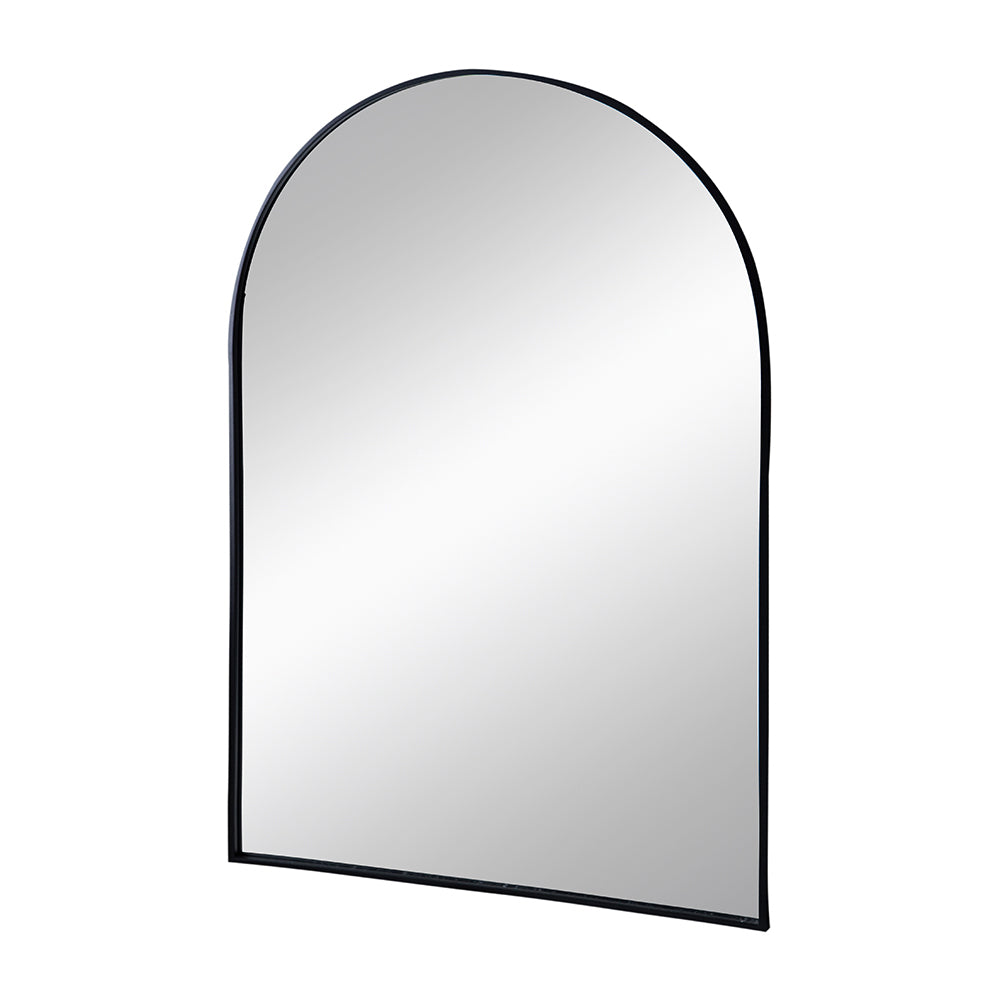 Black Arched Mirror with Metal Frame