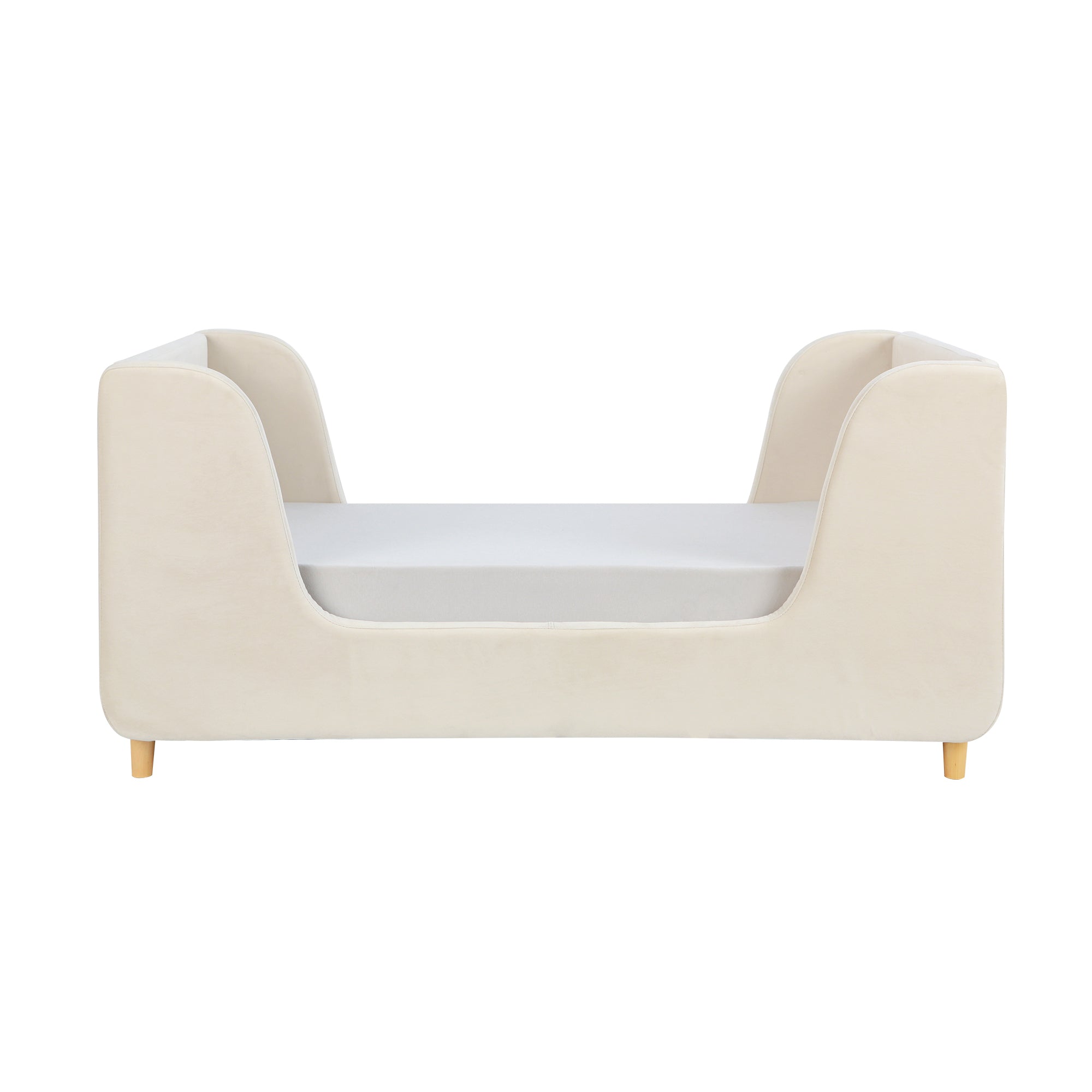Cozy Upholstered Toddler Bed - Cream