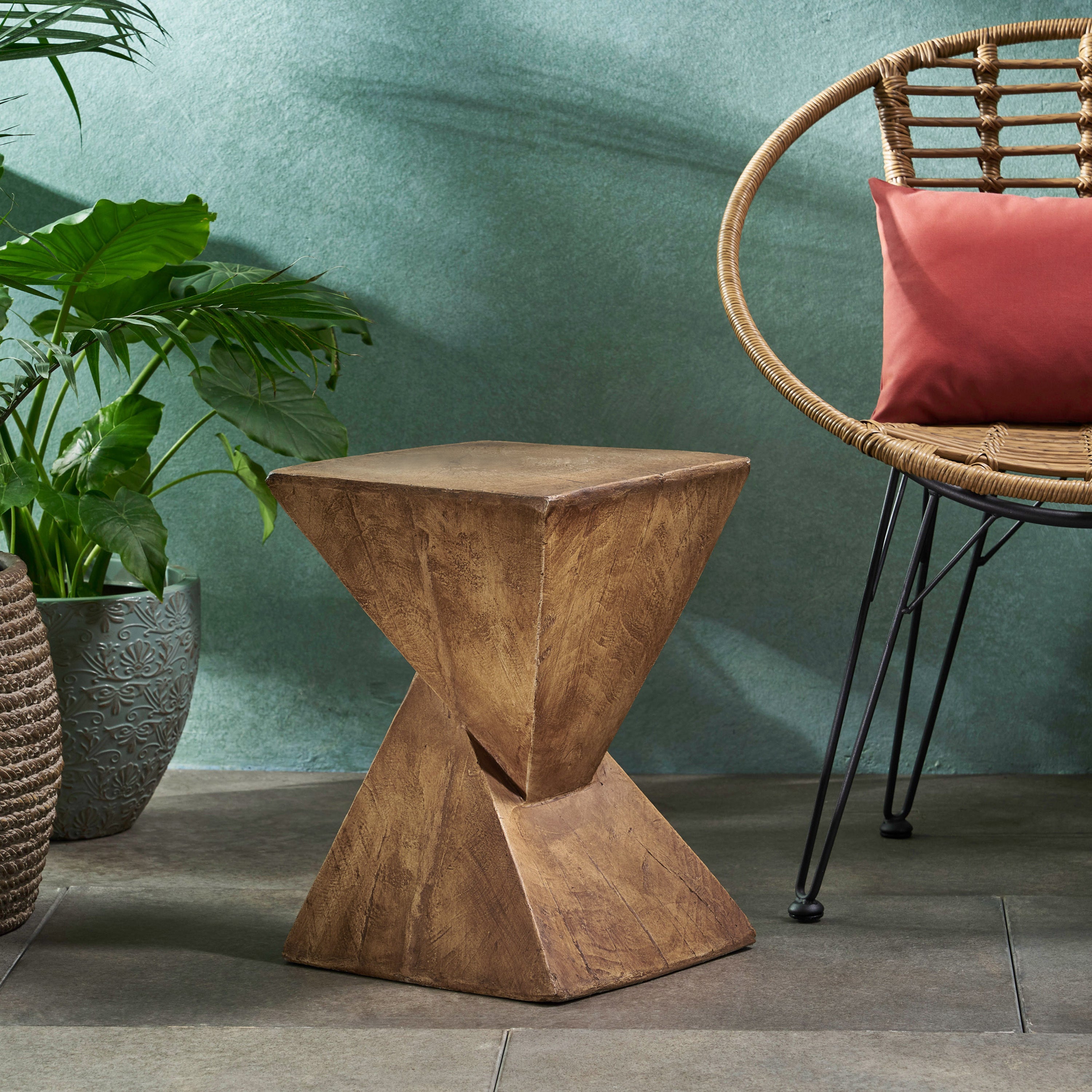 Modern Hourglass Side Table - Natural