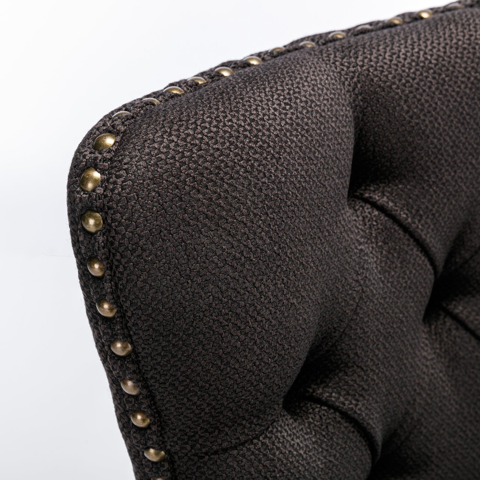 Set of 2 - High-end Tufted Solid Wood Contemporary Flax Upholstered Linen Dining Chair with Wood Legs Nailhead Trim - Black Linen