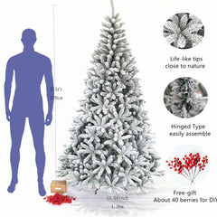 7.5ft 1500t Hinged Flocked Christmas Tree Foldable Metal Stand