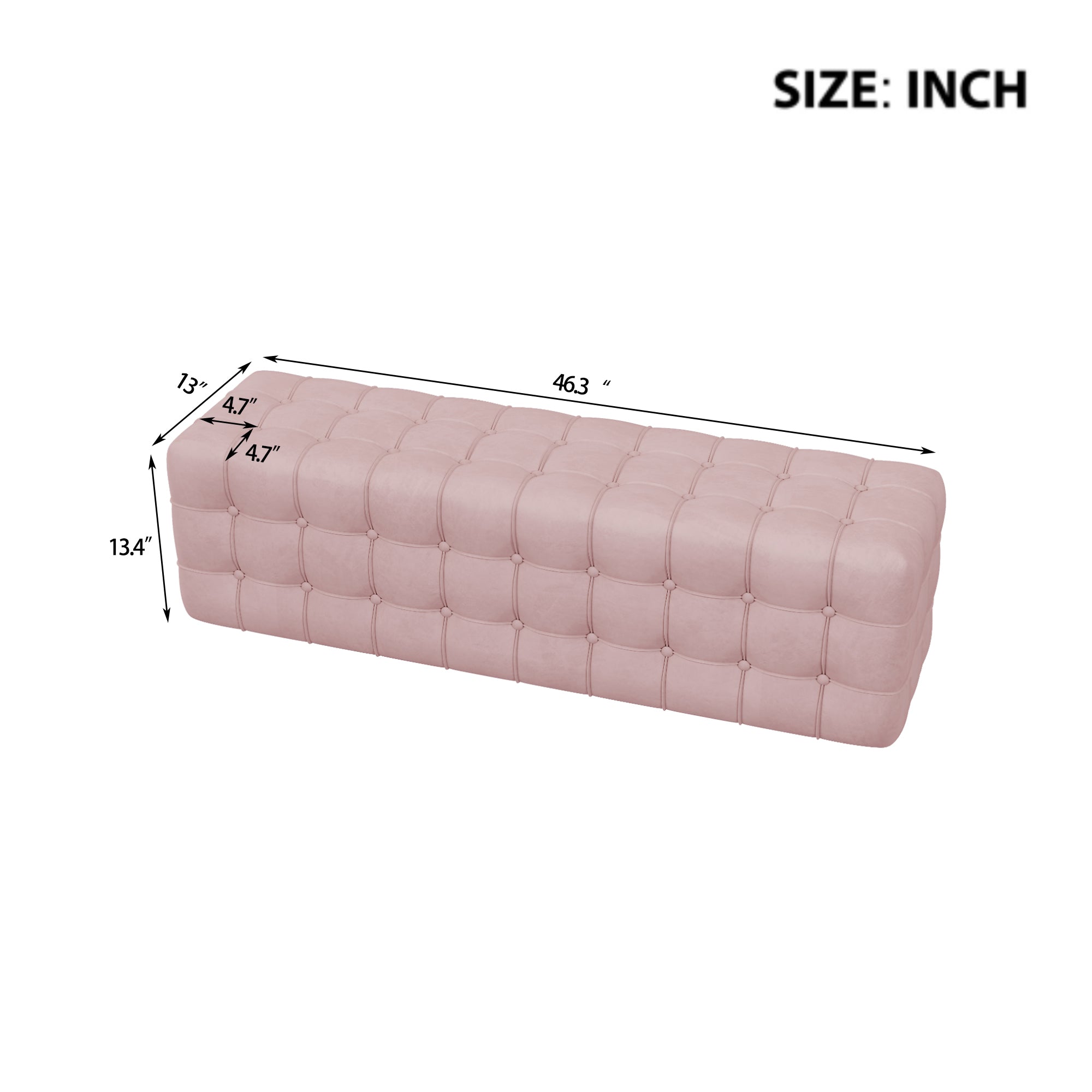 Velvet Upholstered Ottoman, Rectangular Footstool, No Assembly Required, Elegant and Luxurious Pink