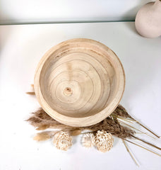Boho Minimalist Rustic Paulownia Wood Tray 10" long- Beige