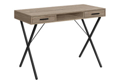 Computer Desk, Home Office, Laptop, Left, Right Set-up, Storage Drawers, 42'l, Work, Brown Laminate, Black Metal, Contemporary, Modern