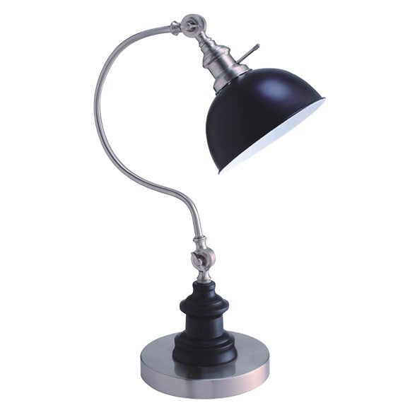 Vintage Style Desk Lamp 22"H, Black Metal Shade, Silver Base