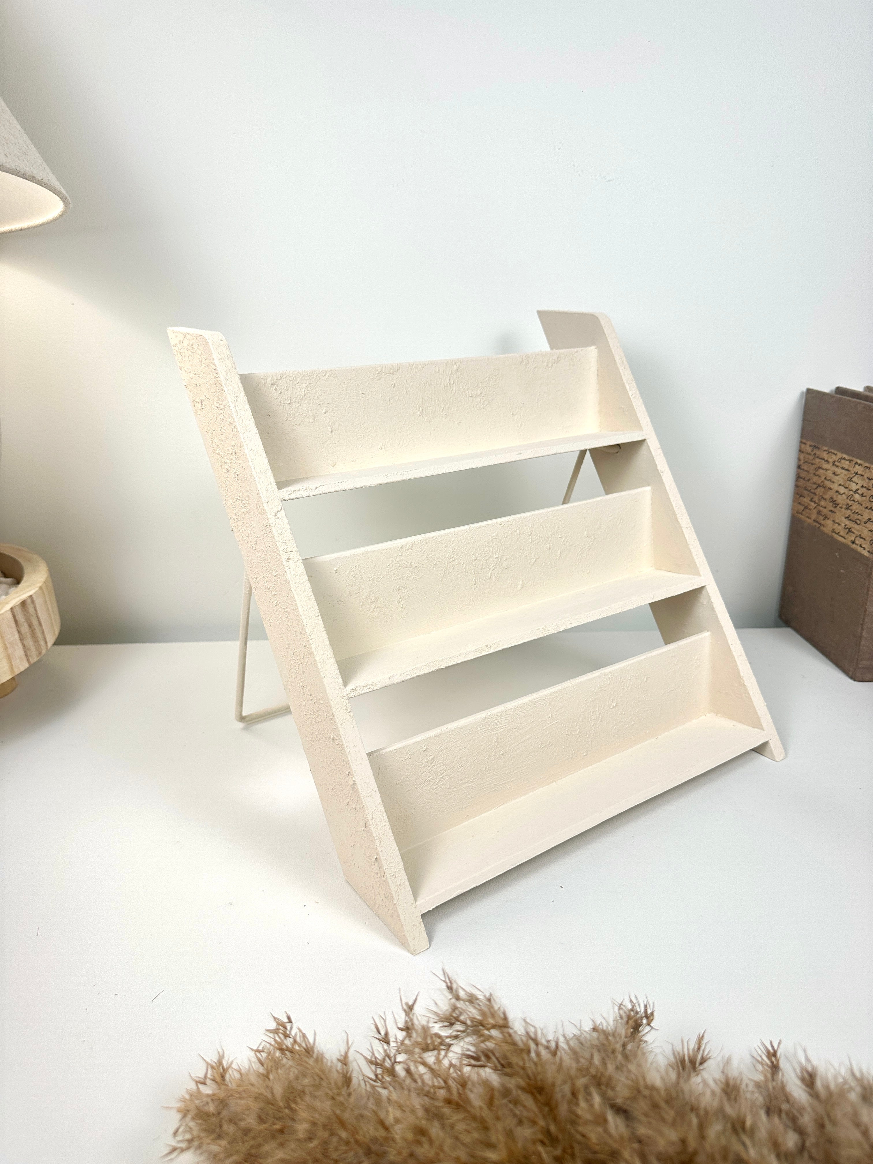 Minimalist Textured Kitchen Spice Wood Stand Rack (can fit 18 spice jars) - Cream