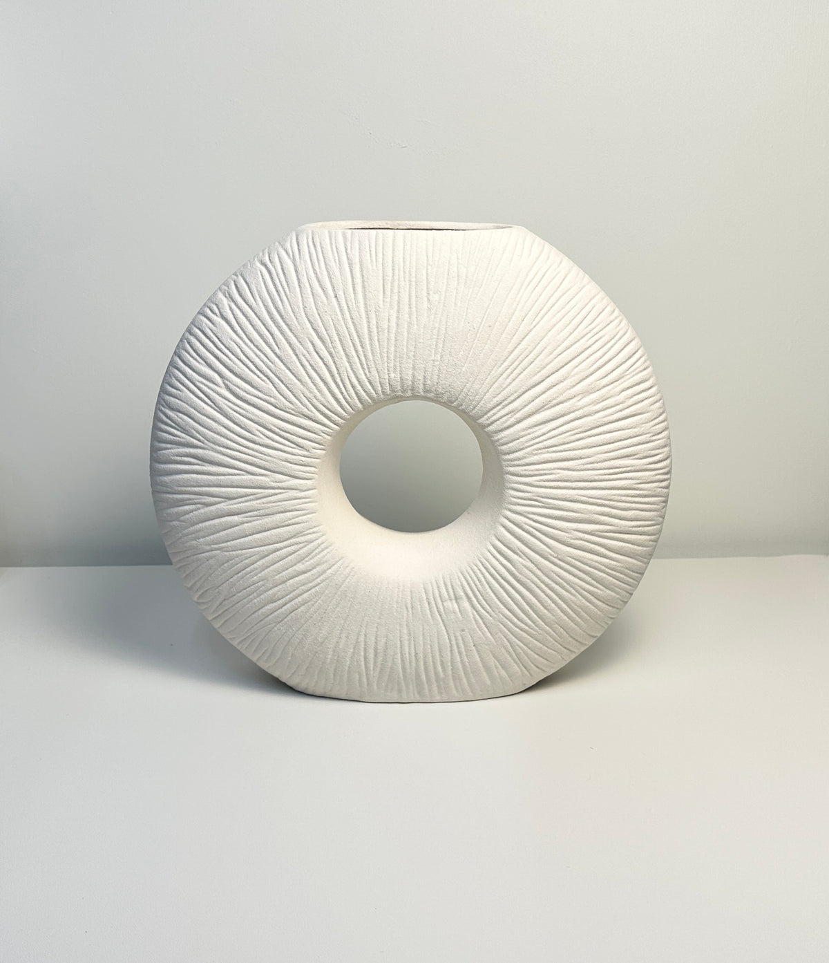 Minimalist Contemporary White Ceramic Vase 14 Inch