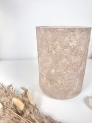 Minimalist Textured Hand-painted Glass Vase 8" - Beige washed