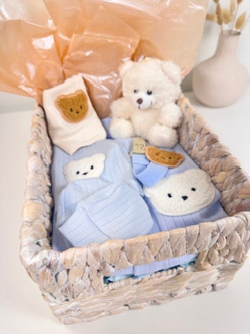LUXURY BABY GIFT BAG - Cream/ Blue - Set of 7