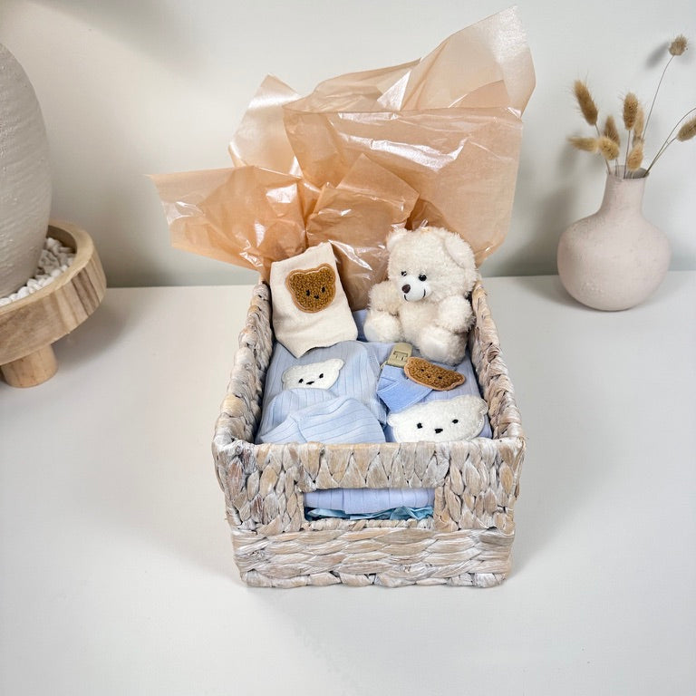 LUXURY BABY GIFT BAG - Cream/ Blue - Set of 7