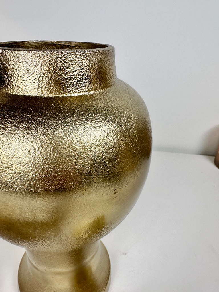 Gold Metal Ginger Jar Hammered Finish with Classic Lid 15" tall