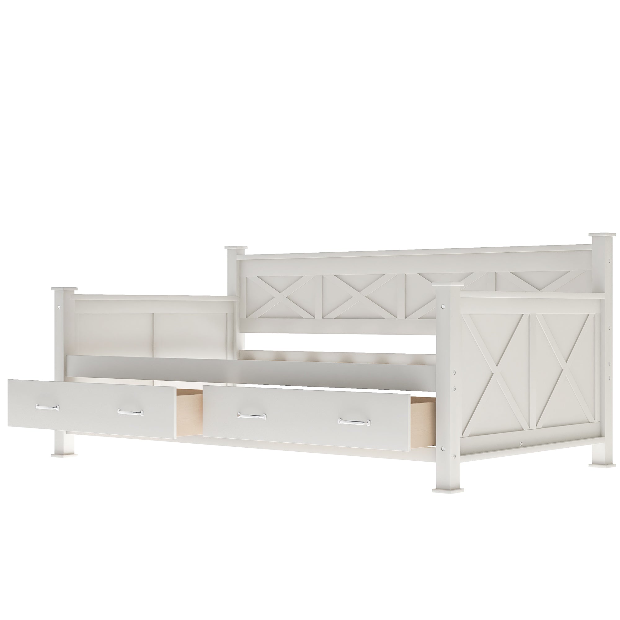 Twin Size Wooden Modern and Rustic Casual Style Daybed - Cream White