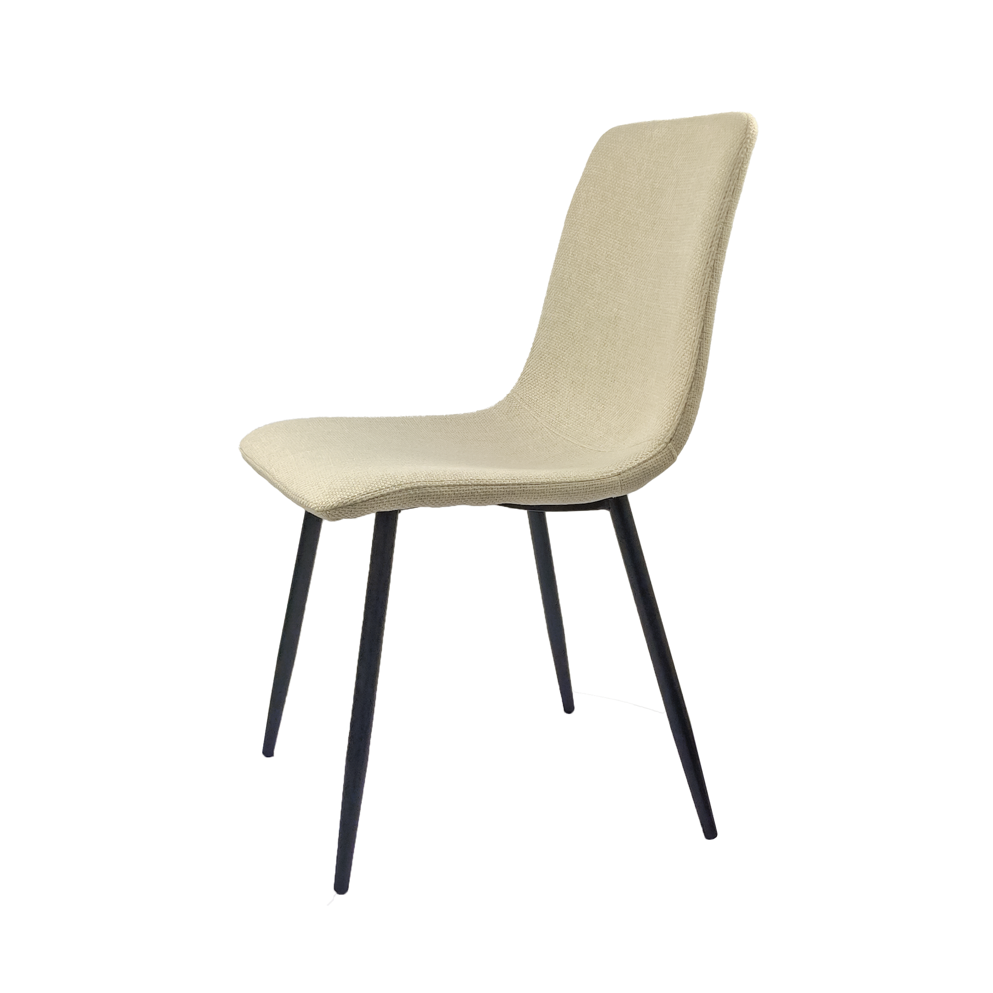 Set of 4 Modern Kitchen Dining Room Chairs, Cushion Seat and Sturdy Black Metal Legs - Beige