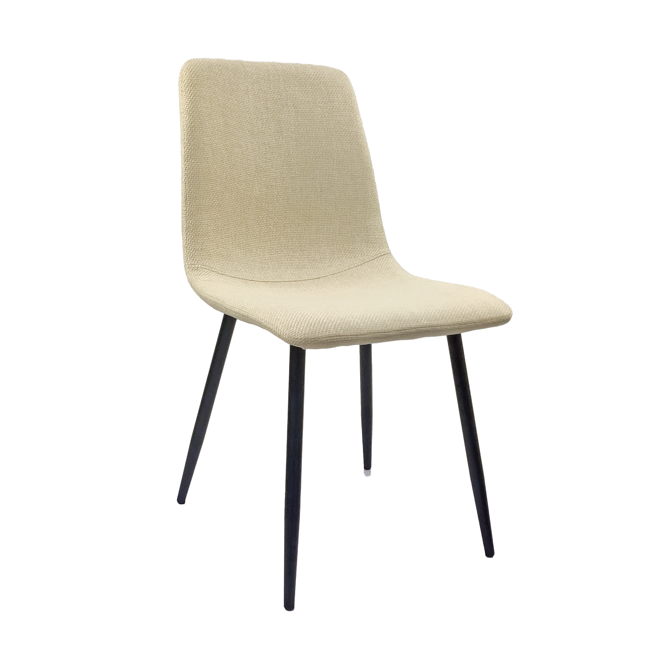 Set of 4 Modern Kitchen Dining Room Chairs, Cushion Seat and Sturdy Black Metal Legs - Beige