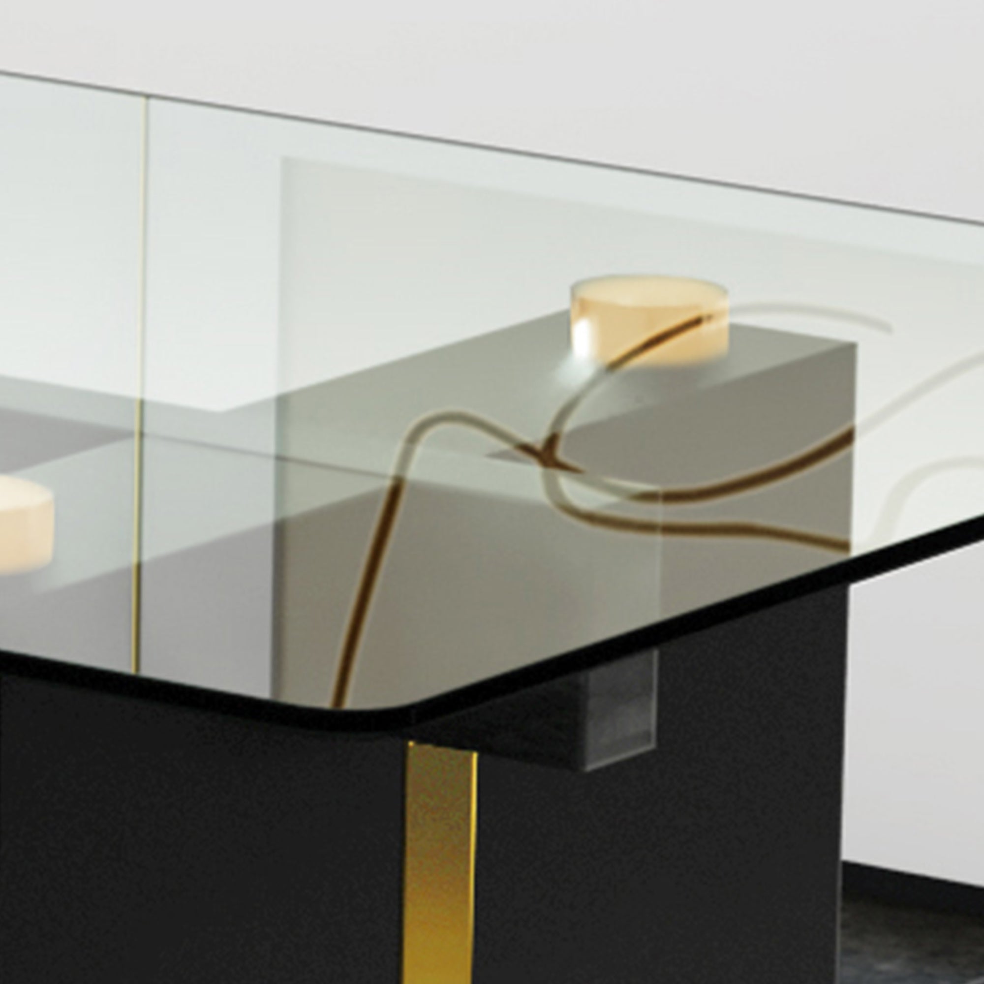 Modern Rectangular Glass Dining Table for 6-8 people - Black Legs