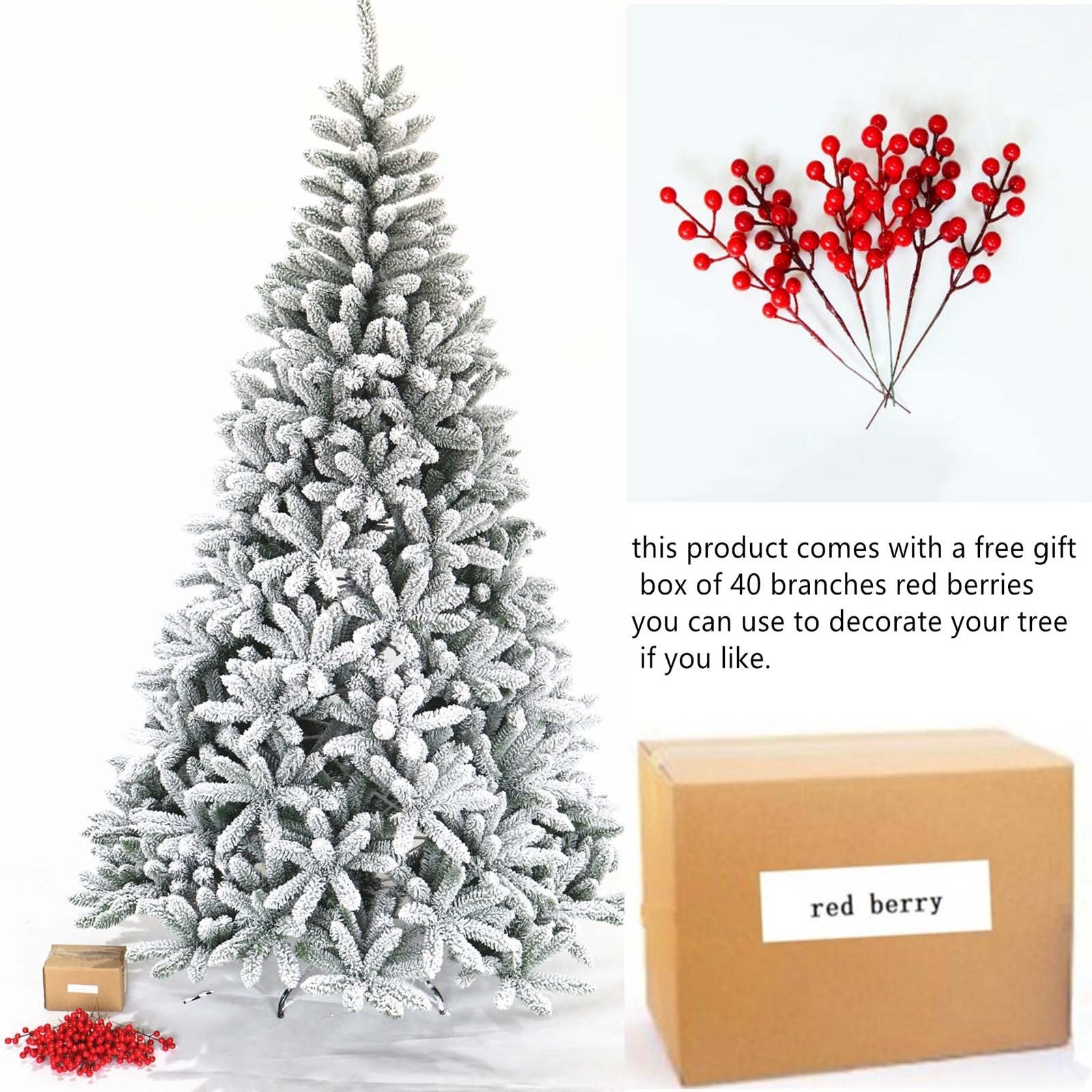 7.5ft 1500t Hinged Flocked Christmas Tree Foldable Metal Stand