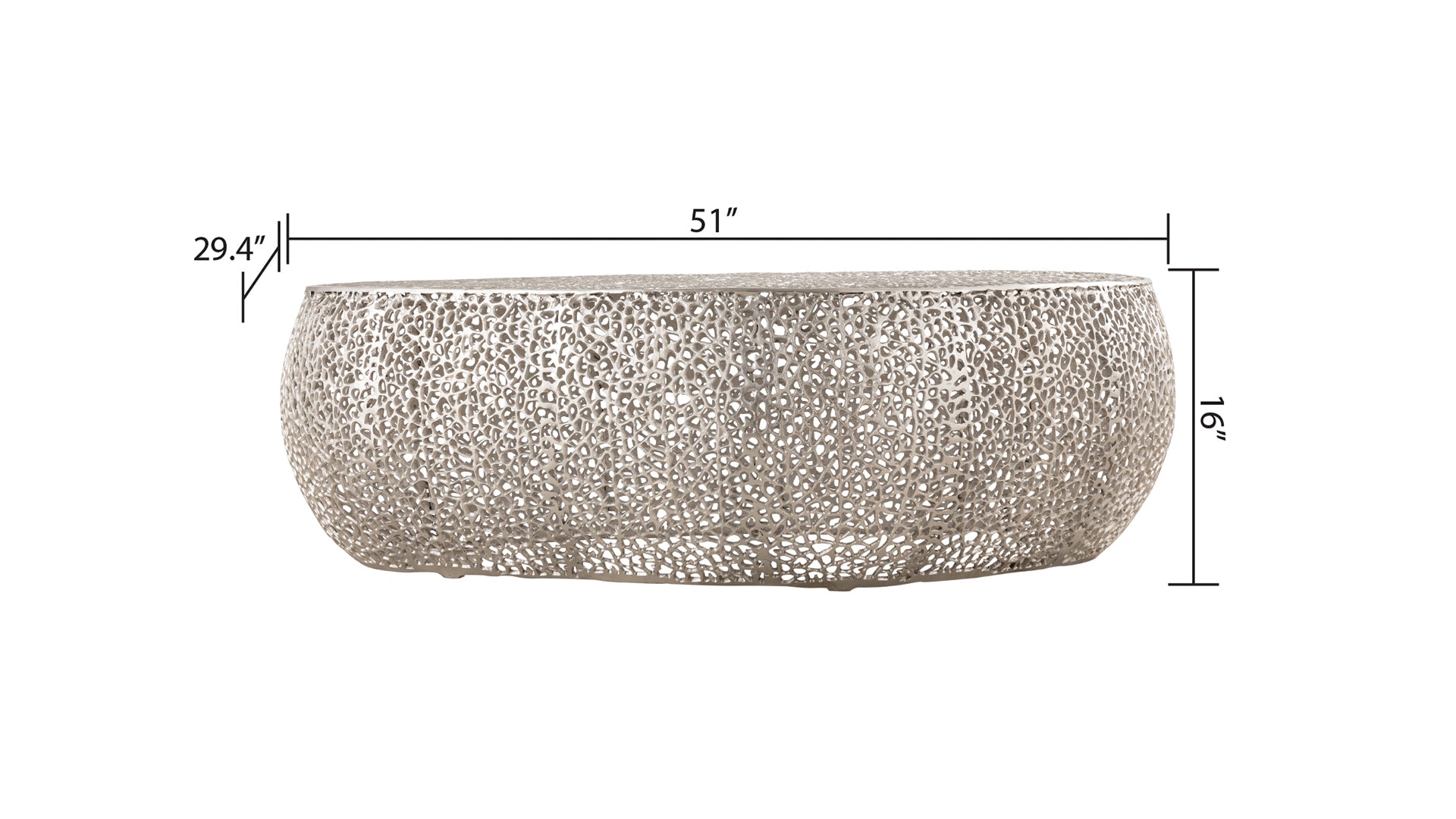 Contemporary Oval Coffee Table Silver