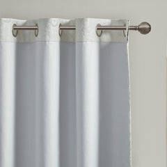 50x95" Knitted Jacquard Paisley Total Blackout Grommet Top Curtain Panel - White