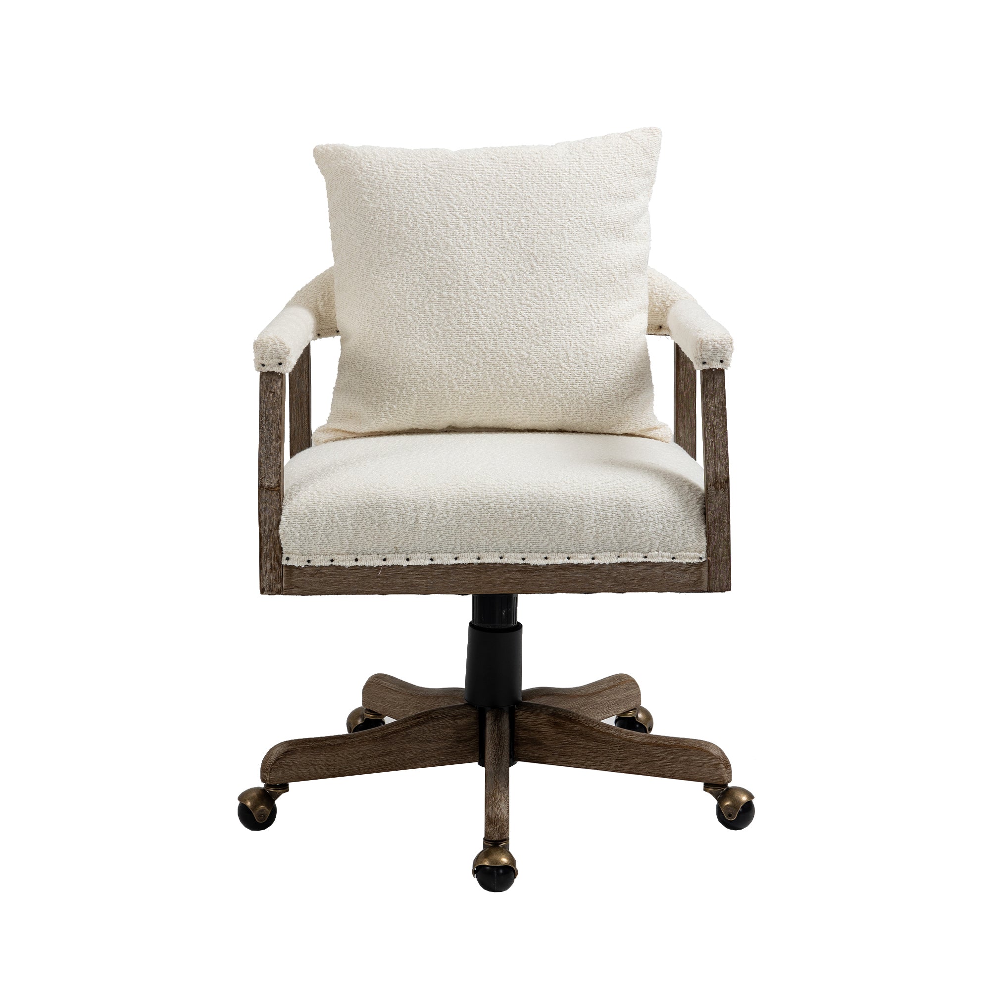 Office Chair Adjustable Swivel Chair Fabric Seat Home Study Chair - Beige
