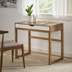 Contemporary Office Desk Mango Wood with drawer - Natural