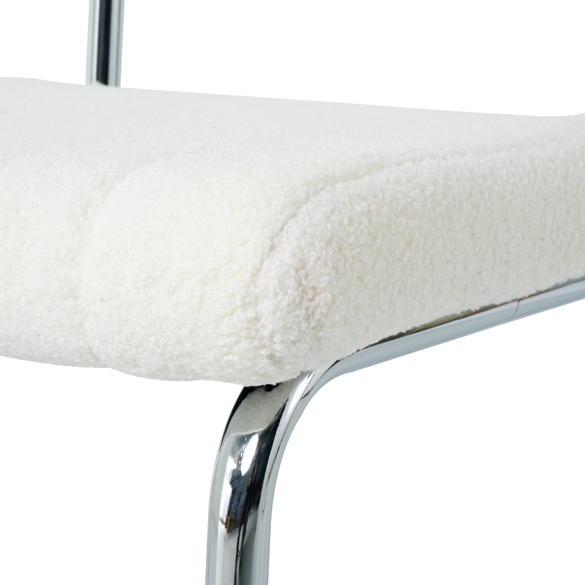 Luxury Dining Chairs with Silver Metal Legs (Set of 4) - White