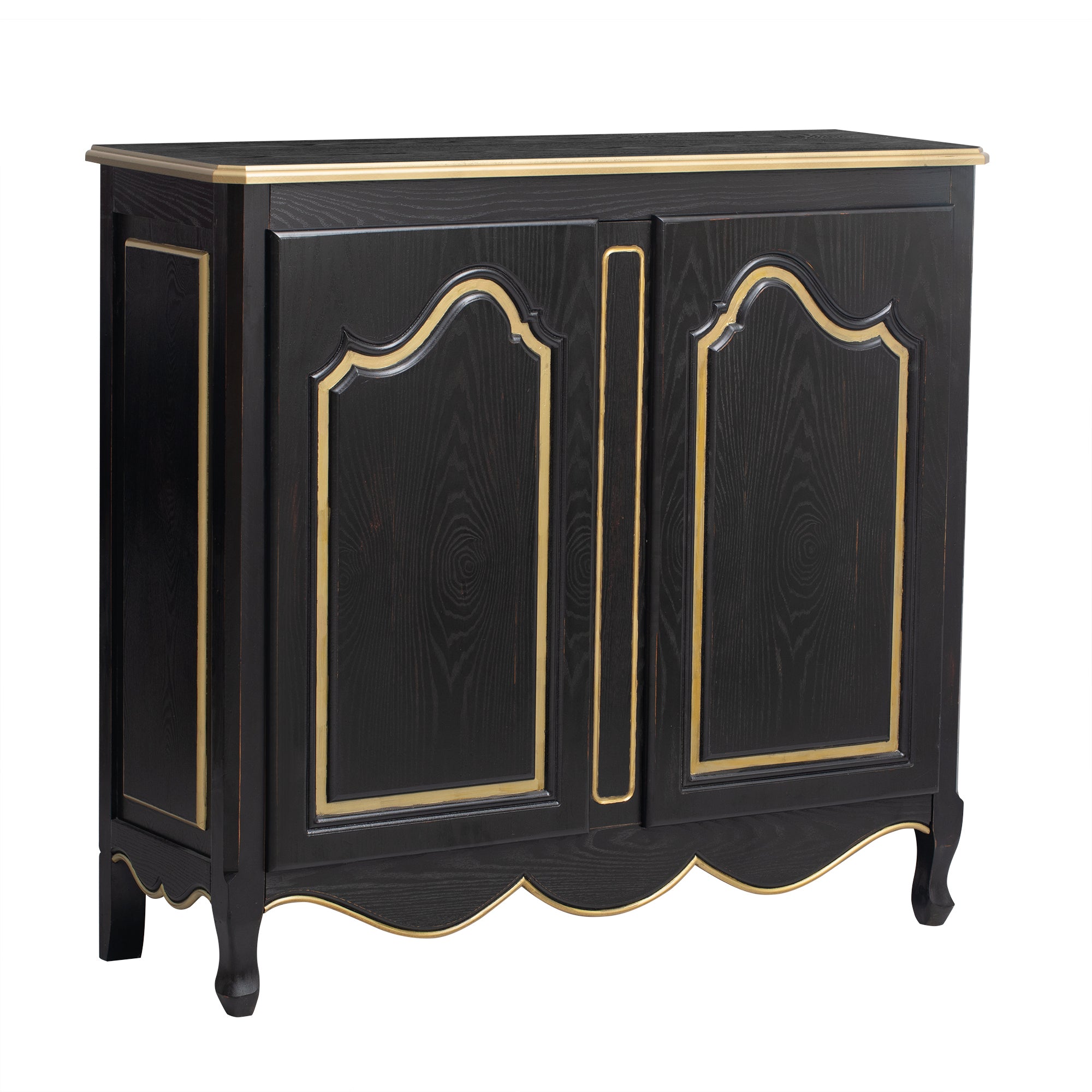Accent Storage Cabinet with 2 Doors, Pure Hand Drawn, Solid Wood Legs