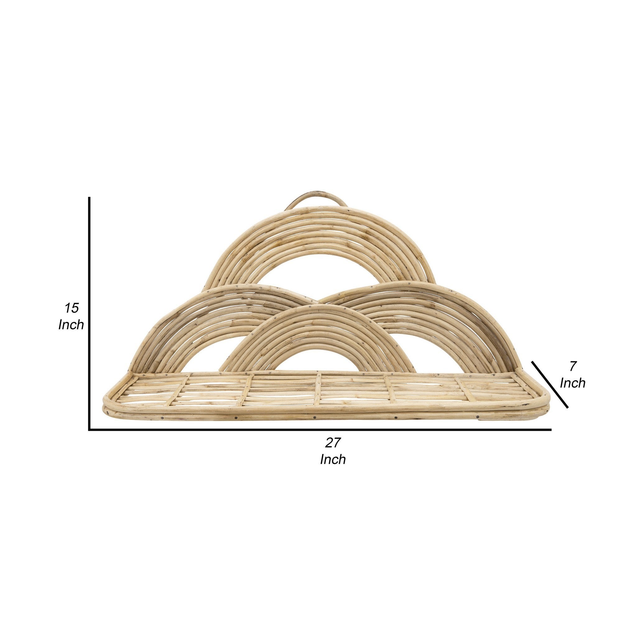 Rattan Wall Decor Tray with Semicircular Accents - Natural