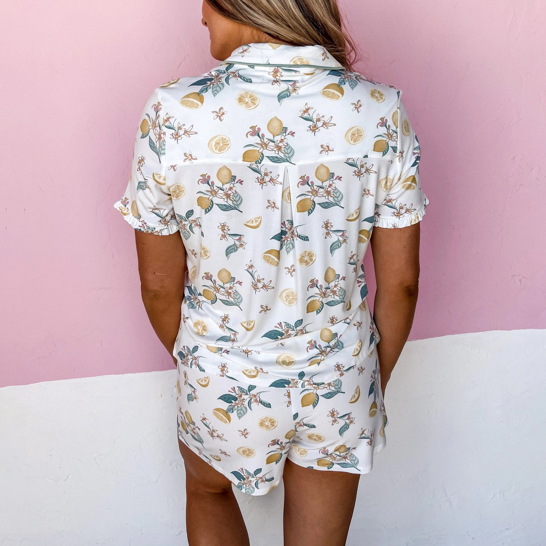 Printed Short Sleeve Single-breasted Casual Suit Home Pajamas For Women