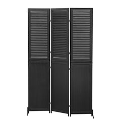 3 Panel Room Divider 6Ft Wood - Black