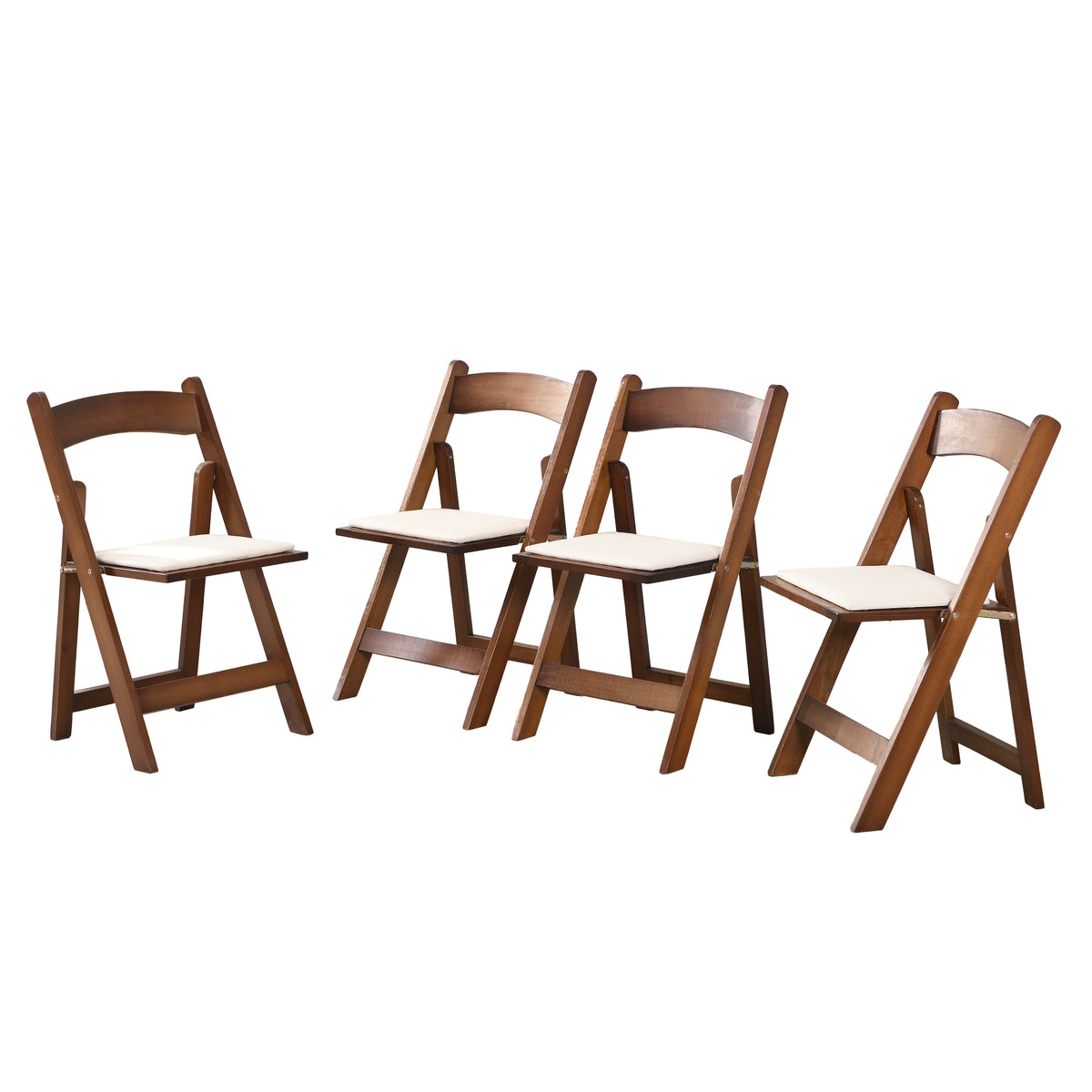 Solid Wood Upholstered Folding Chair Set - Space Saving & Easy to Carry - Walnut Shelf with Beige Cushion - 4PCS for Dining Room