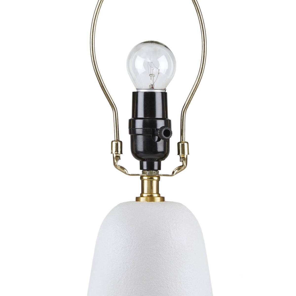 Textured Ceramic Table Lamp with Fluted Fabric Shade White