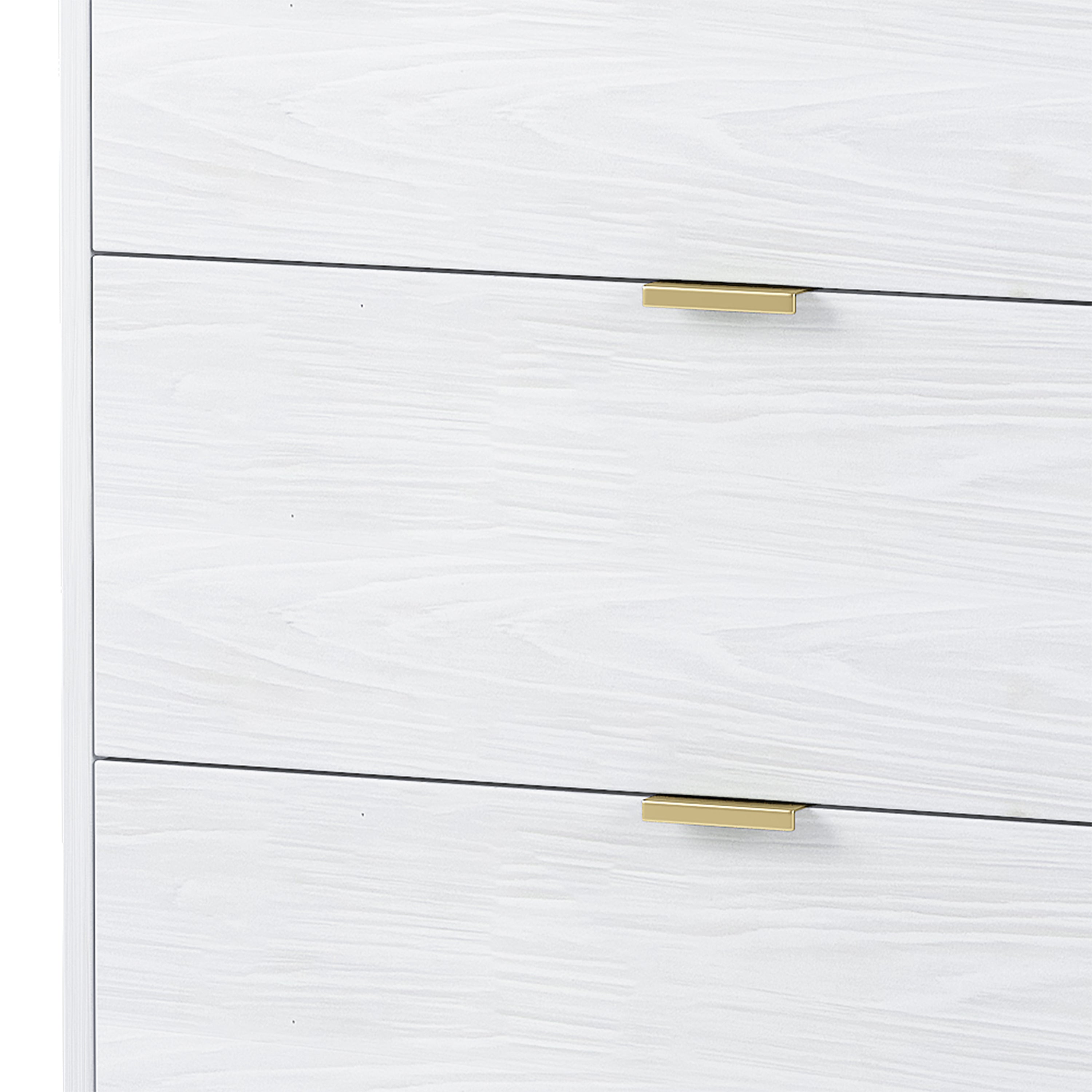 55" Long 6 Drawer Dresser with Marbling Worktop, Mordern Storage Cabinet with Metal Leg and Handle - White